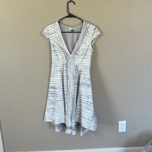 Grey and white print dress, size 4